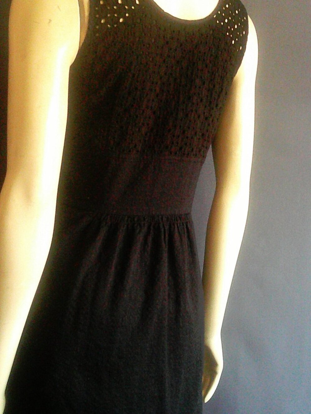 Madewell Black Eyelet Lovesong Cotton Sleeveless Summer Tank Dress 6 - Picture 7 of 12